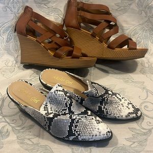 ARider Girl snakeskin Mules/ Ana Strap Wedges